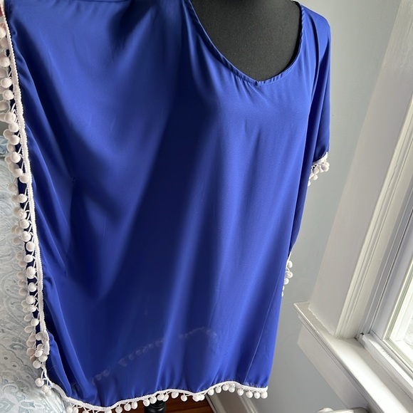 Women Chiffon Pompom Swimsuit Cover up. One Size - Picture 4 of 5